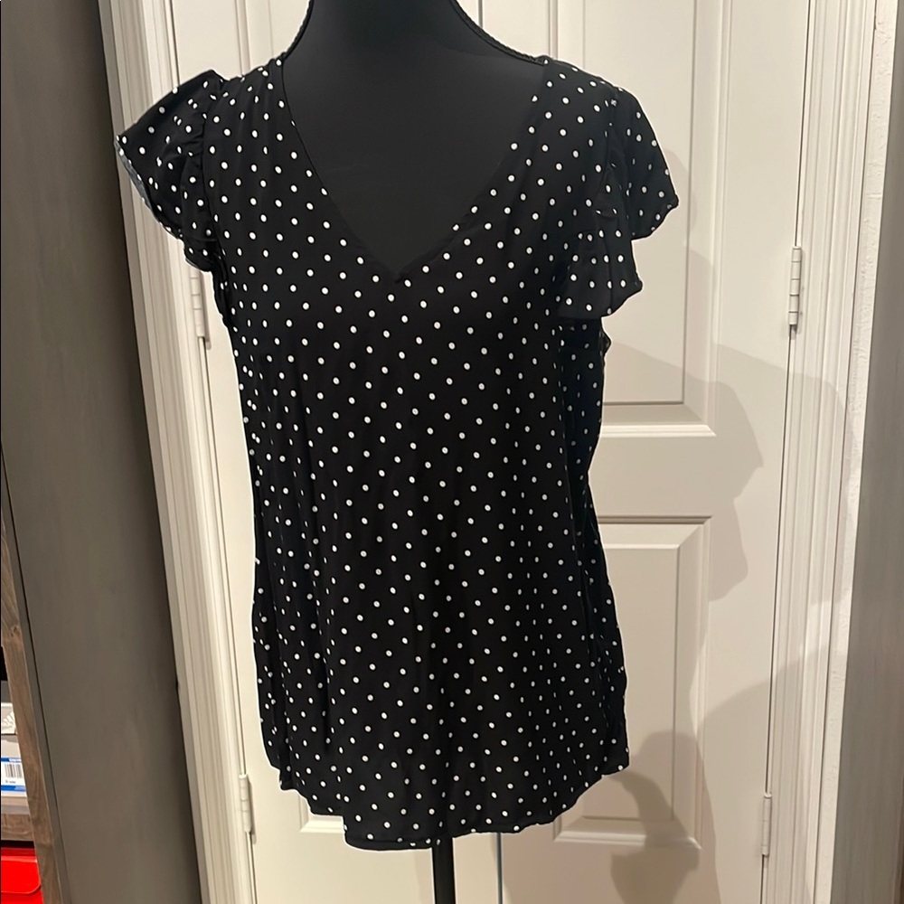 Old Navy Black and White Polka Dot Blouse (C)